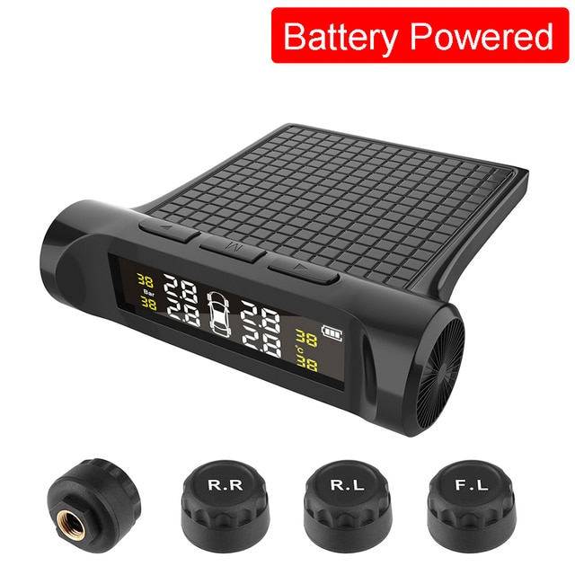 타이어 압력 센서 스마트 자동차 디지털 TMPS 보안 알람, 태양광 4 개의 외부 센서 타이어 압력 모니터링 55,400원