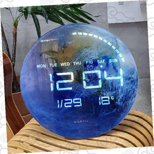 지구 행성 모양 벽시계 탁상 겸용 전자 디지털 LED 무음 인테리어 시계 96,030원