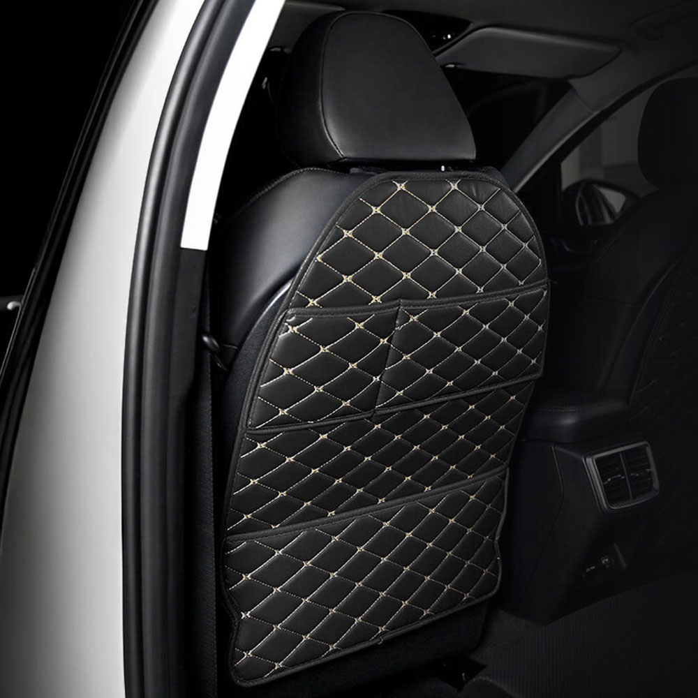 메이튼 자동차 가죽 퀄팅 킥매트 시트백 커버 투포켓, 블랙 + 아이보리, 1개 13,750원