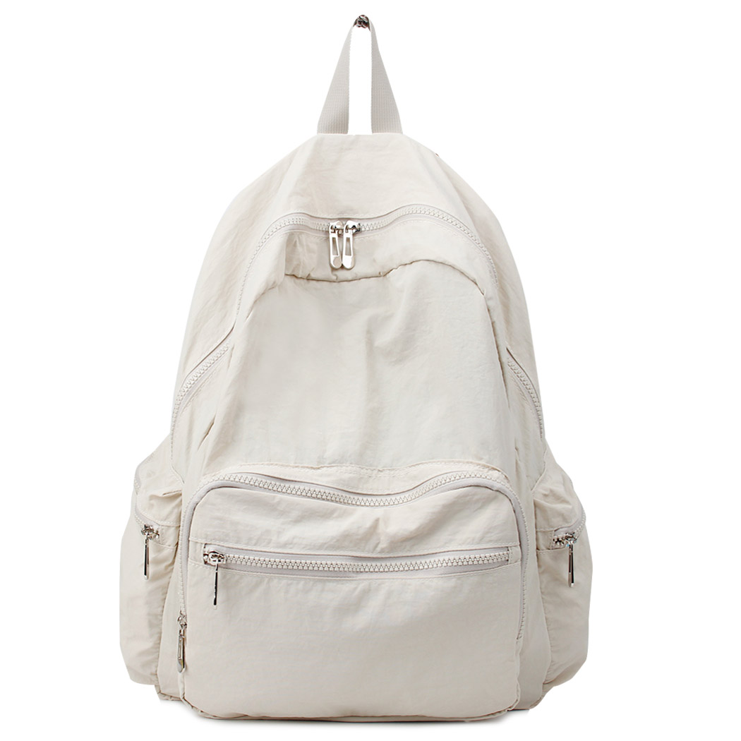 내츄럴핏 가벼운 캐주얼 스포티한 무지 경량 바스락 지퍼 포켓 책가방 스트릿 데일리 백팩 18,900원