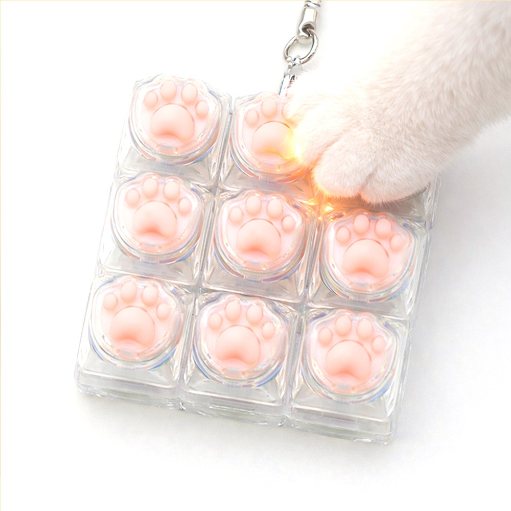 불빛 냥발 키보드 키캡 키링 9구 LED 청축 피젯토이 딸깍이, 1개, 투명, 현재가 14,690원