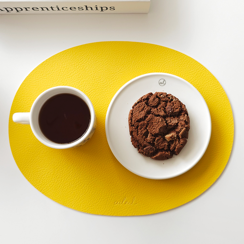 에이드엘 에그 레더 미니 테이블 매트, 옐로우, 324 x 252 mm, 2개 9,900원