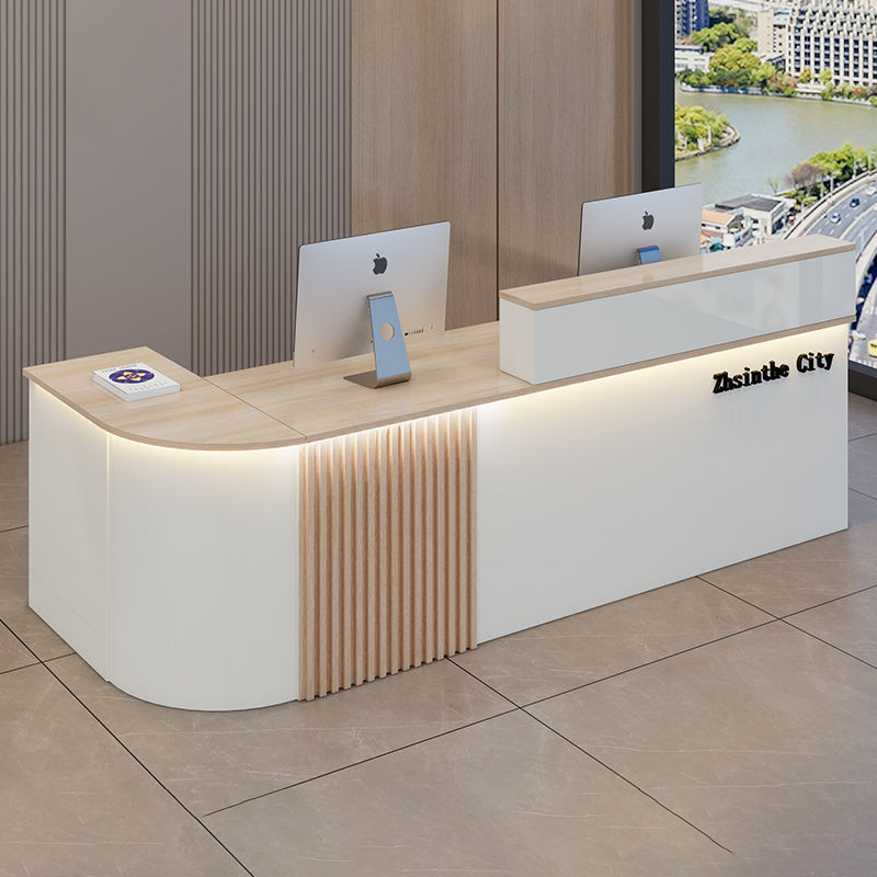 현대 업소용 카운터 테이블 카페 식당 미용실 계산대 인포데스크, 흰색+호두나무색(오른쪽) 377,140원