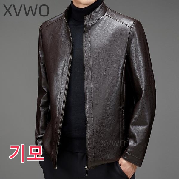 XVWO 입깃 중년남성 가죽자켓 PU 가죽 재킷 겨울 방한 바람막이 아우터 [40-70대] 22,800원
