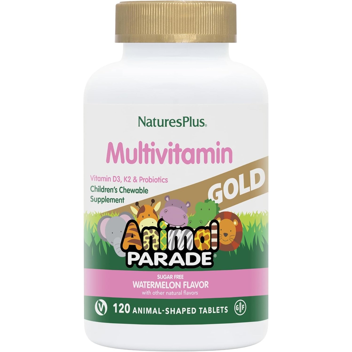 네이처스플러스 애니멀 퍼레이드 골드 아동용 멀티비타민 D3,K2&프로바이오틱 워터메론맛 120정 70,000원