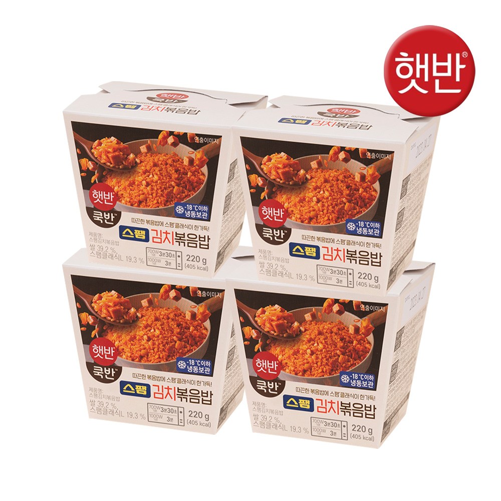 CJ프레시웨이 햇반쿡반 스팸 김치볶음밥 220g, 220g, 4개 13,830원