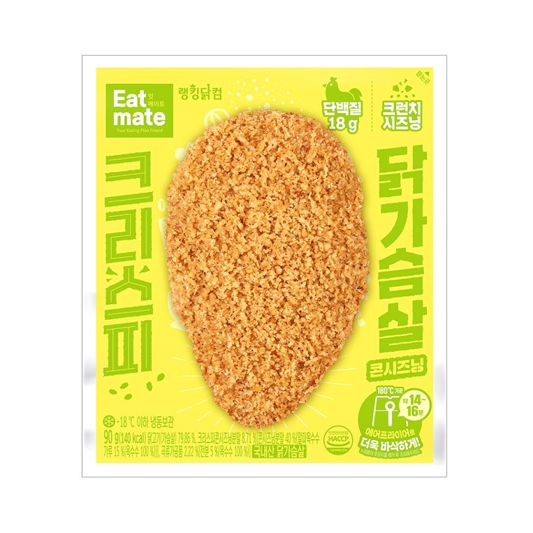 [랭킹닭컴] 잇메이트 크리스피 닭가슴살 콘시즈닝, 10개, 90g 29,500원
