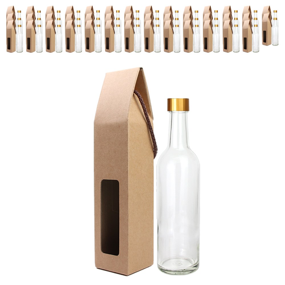 가인글로벌 투명 와인병375 + 스탬핑 숏캡 골드 + 박스포장, 42세트, 375ml 77,000원