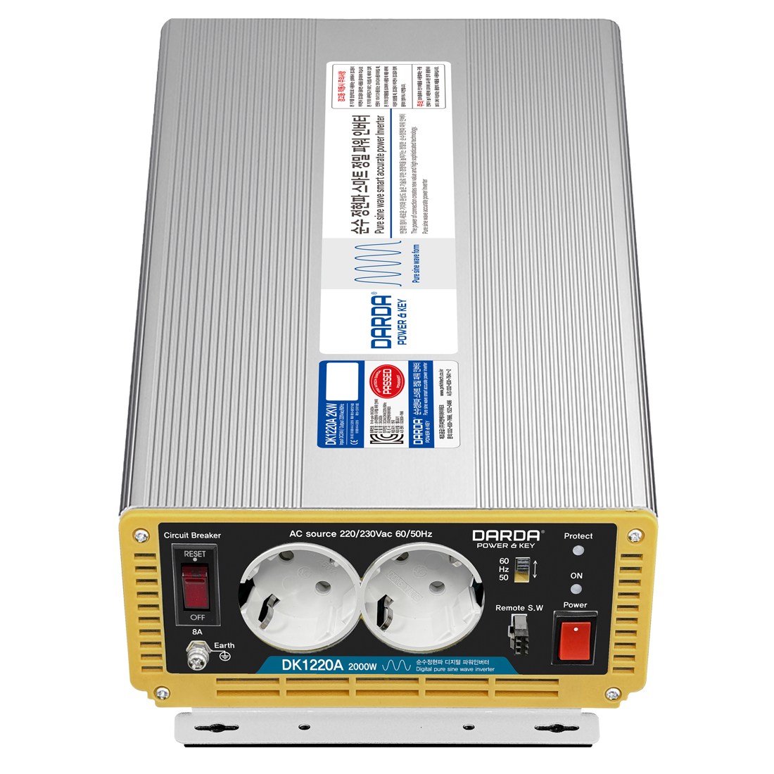 국산 다르다 KC인증 순수정현파 인버터 DC12V to AC220V 2000W DK1220A 공구 차박 캠핑용에 적합 365,000원