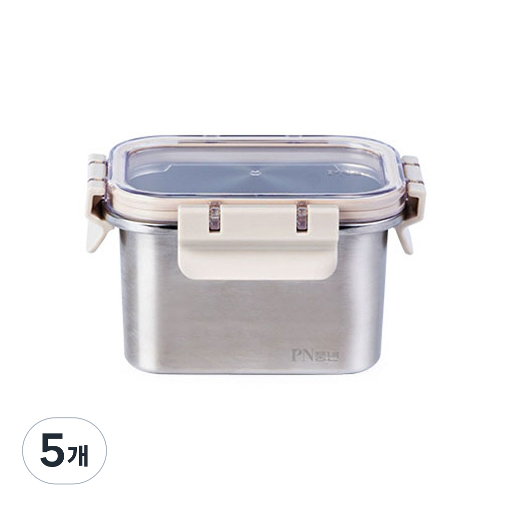 PN풍년 피엔락 스텐 직사각 밀폐용기 반찬통 650ml 전자레인지 식기세척기 사용가능, 단일상품, 5개 76,400원