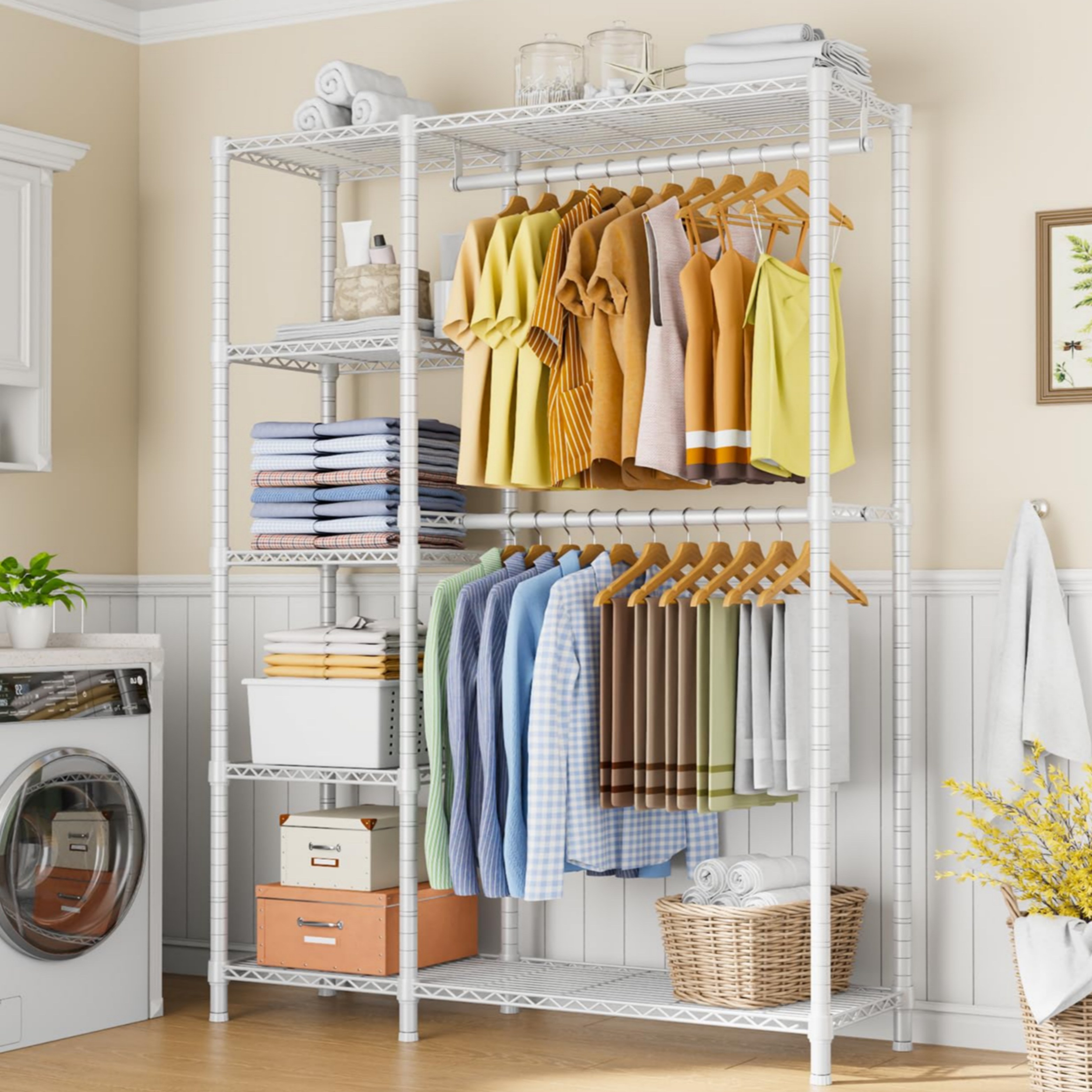 라온프리 메탈 드레스룸 시스템 행거, 화이트 91,000원