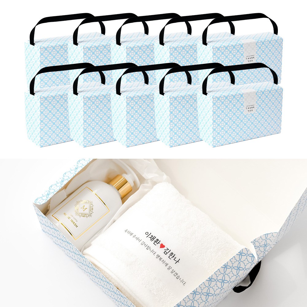 메이드써니 핸드워시 수건 답례품 세트 돌잔치 돌 결혼식 결혼 개업 조문 조의, 화이트(수건띠지), 10개, 현재가 135,000원