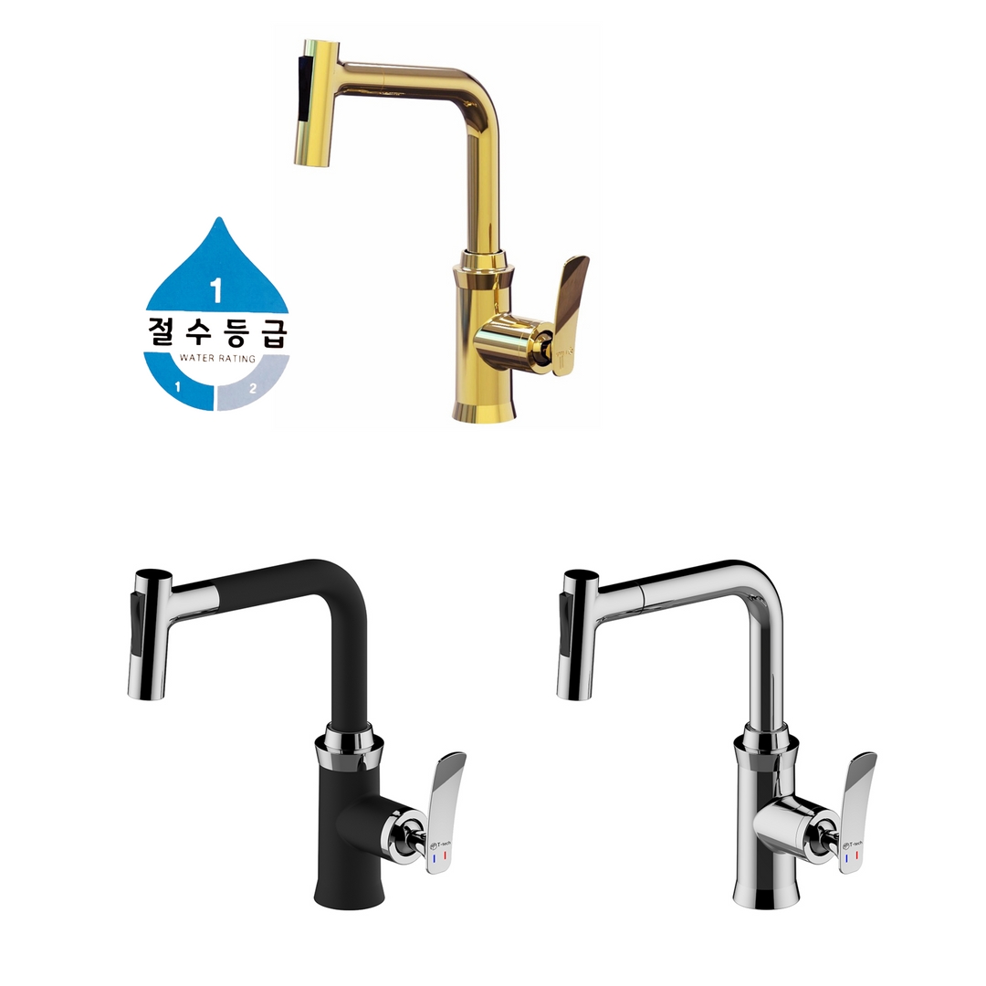 원홀 주방수전 측면 싱크대 블랙크롬,크롬,골드 심플한디자인 호스 주방용품 주방헤드, 1개 93,500원