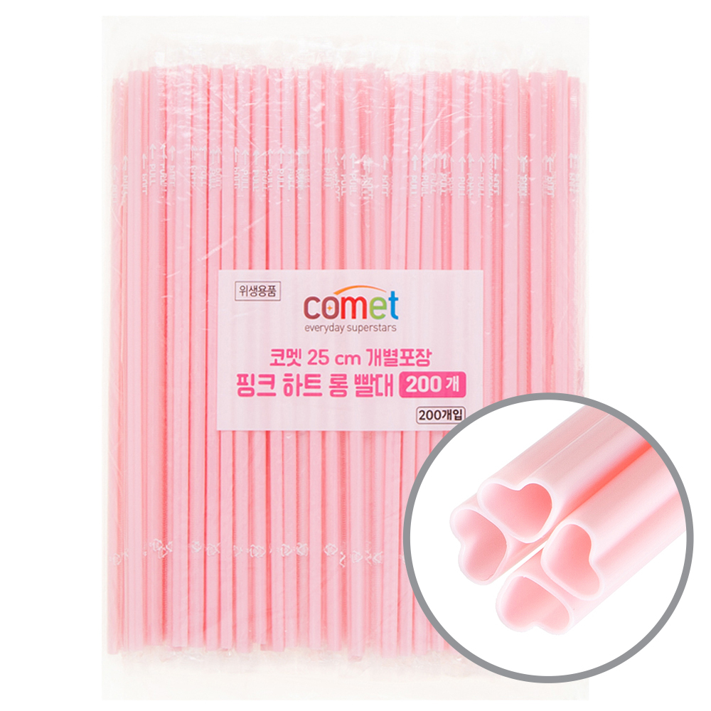 코멧 하트모양 빨대 핑크 6mm x 25cm 5,580원