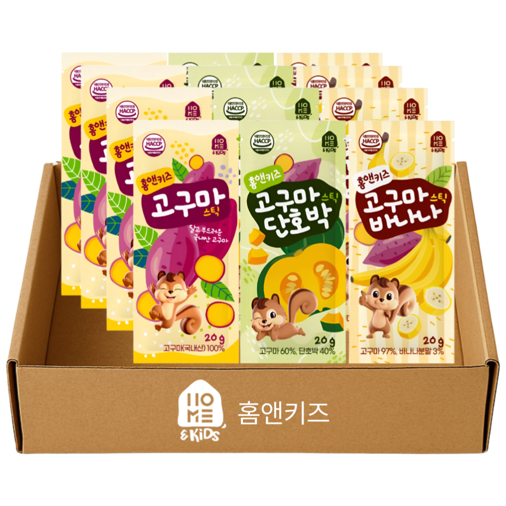 홈앤키즈 고구마스틱 고구마20g 4개+바나나20g 4개+단호박20g 4개 21,890원