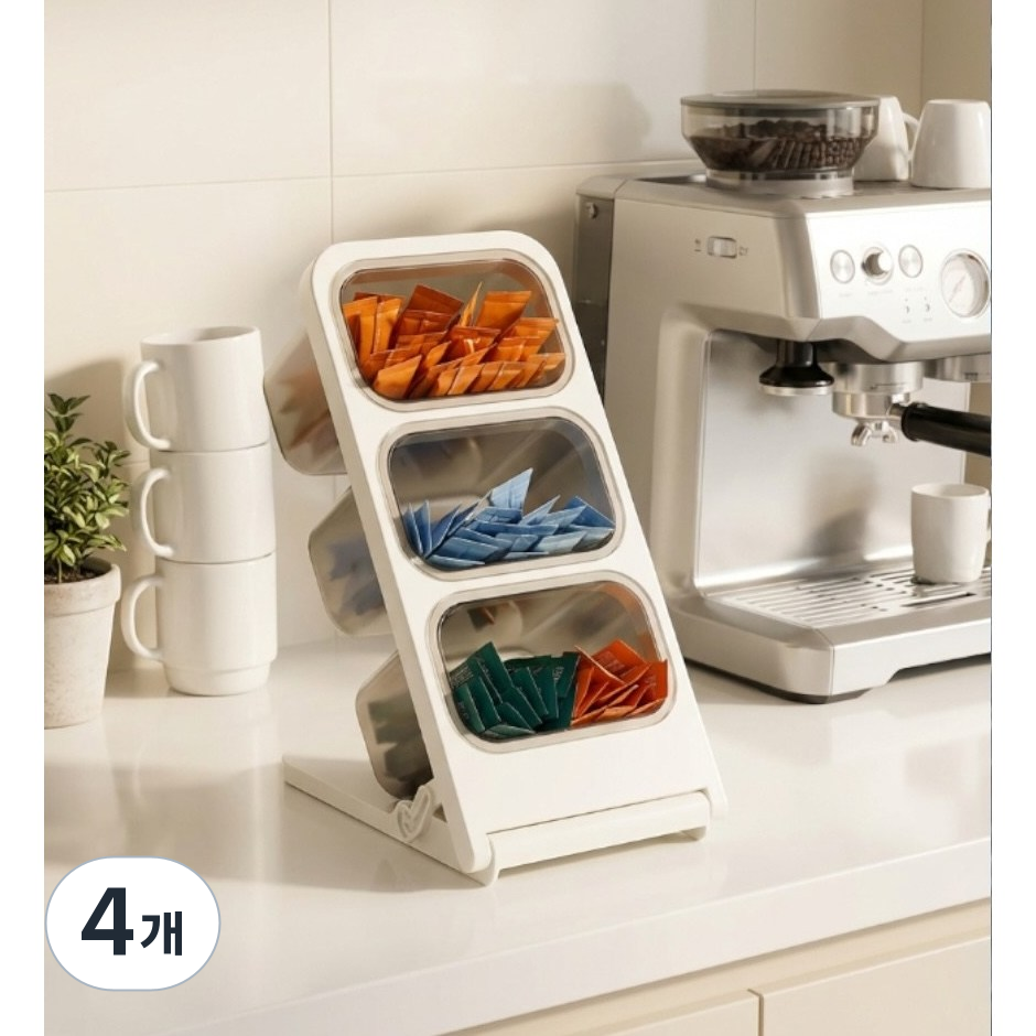 Zenliv 멀티 수납함 커피 캡슐 스틱커피 보관함 데스크 정리함, 4개, 화이트 53,170원