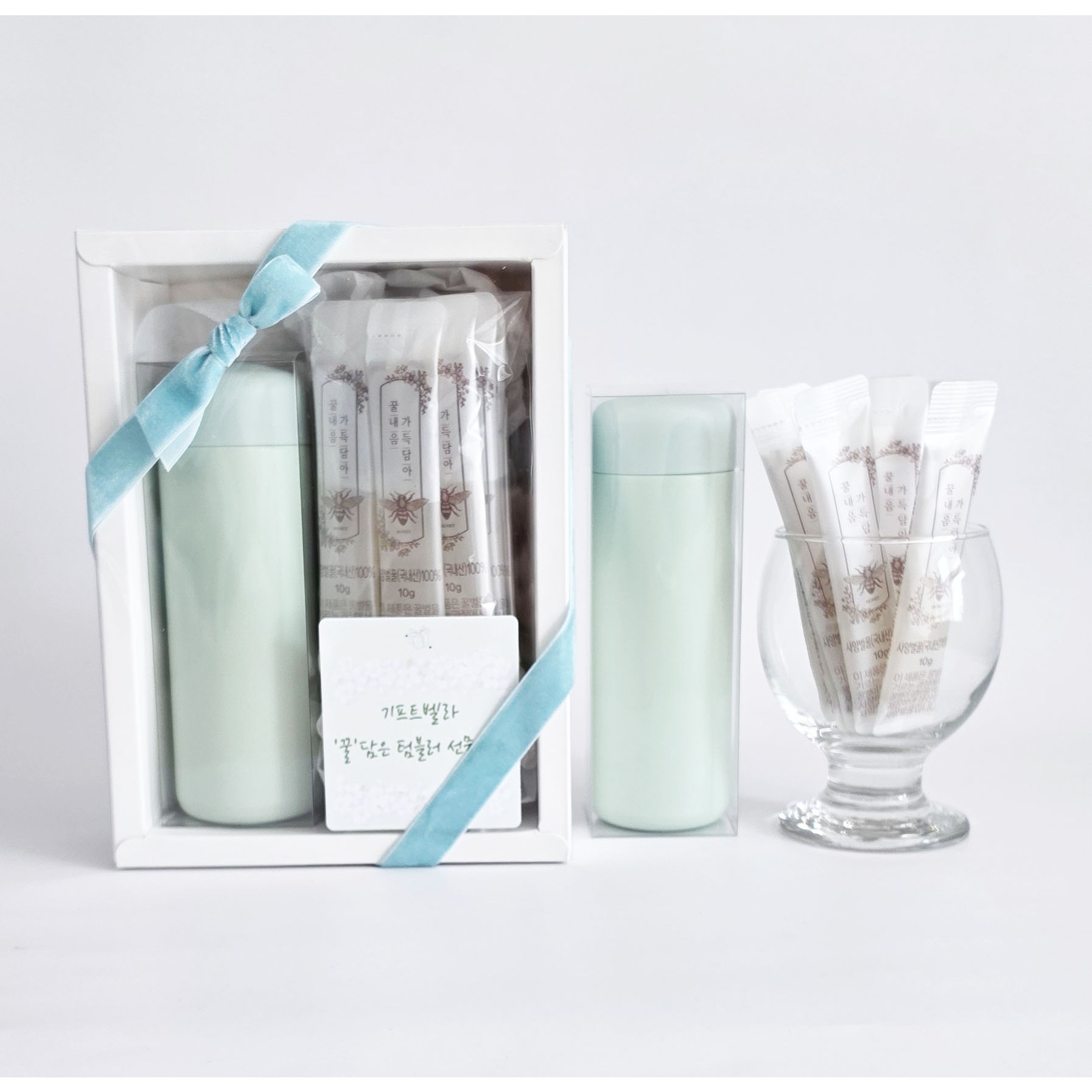 기프트벨라 꿀담은 텀블러 용돈봉투 선물세트 답례품, 민트텀블러200ml+꿀스틱20+용돈봉투, 1박스 37,400원