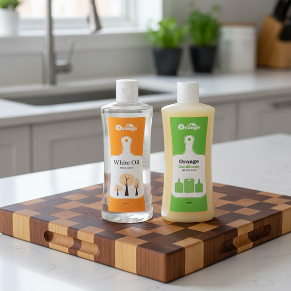 오렌지 화이트오일(미네랄오일)원목도마관리,엔드그레인도마,라탄,원목가구오일(500mL), 도마왁스오일 (500mL) 키트, 1개 22,000원