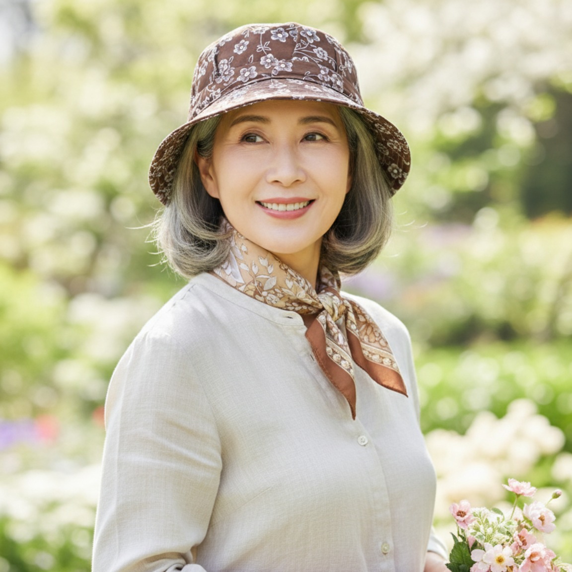 원픽 중년 여성 꽃무늬 챙모자 햇빛차단 가벼운 봄 여름 외출 버킷햇 C71 15,900원