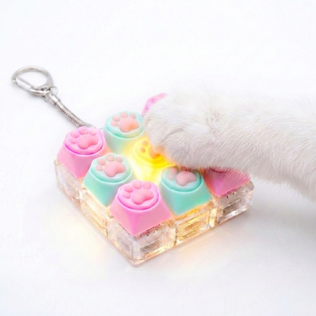 크로티 고양이 LED 파스텔 키보드 키캡 키링 9구, 1개, 고양이 파스텔 레인보우 27,000원