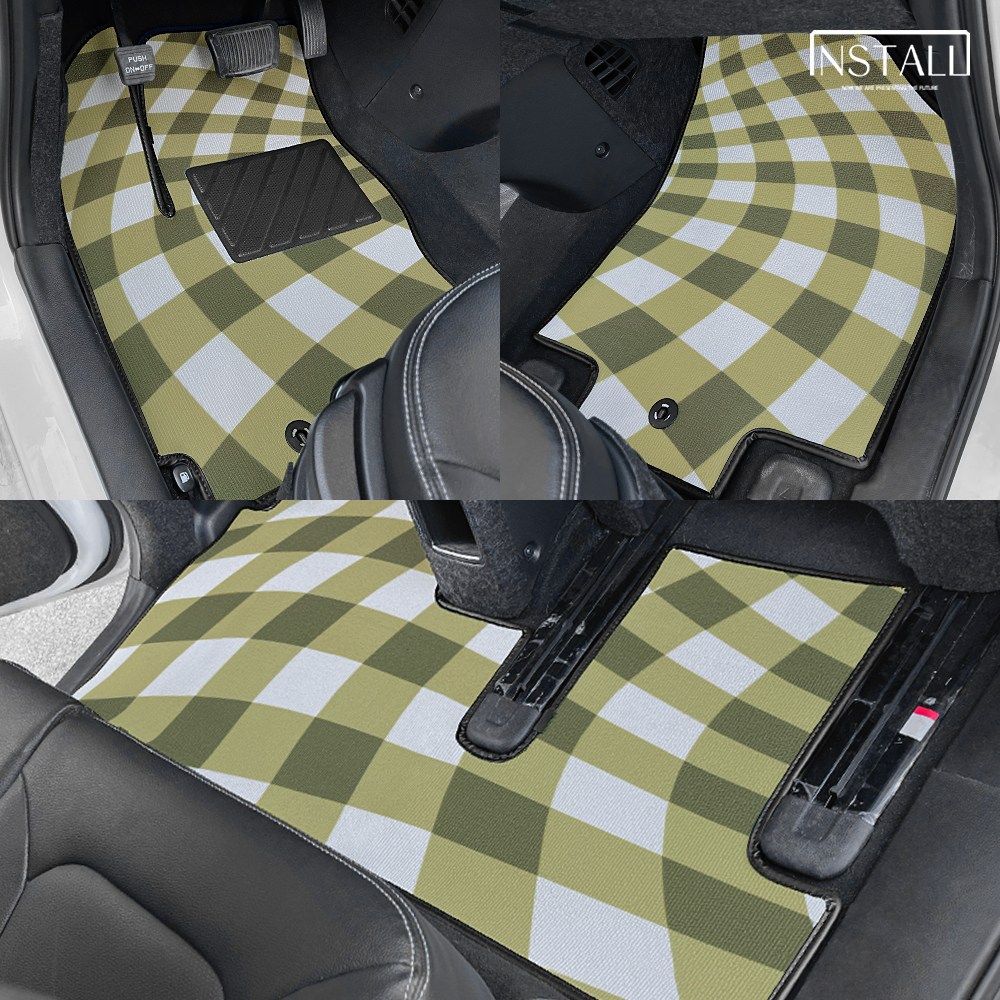 레이/더뉴 레이(가솔린.EV) 뉴 코일매트 체크 디자인 카매트, 옐로우, 더뉴레이(가솔린) 129,000원