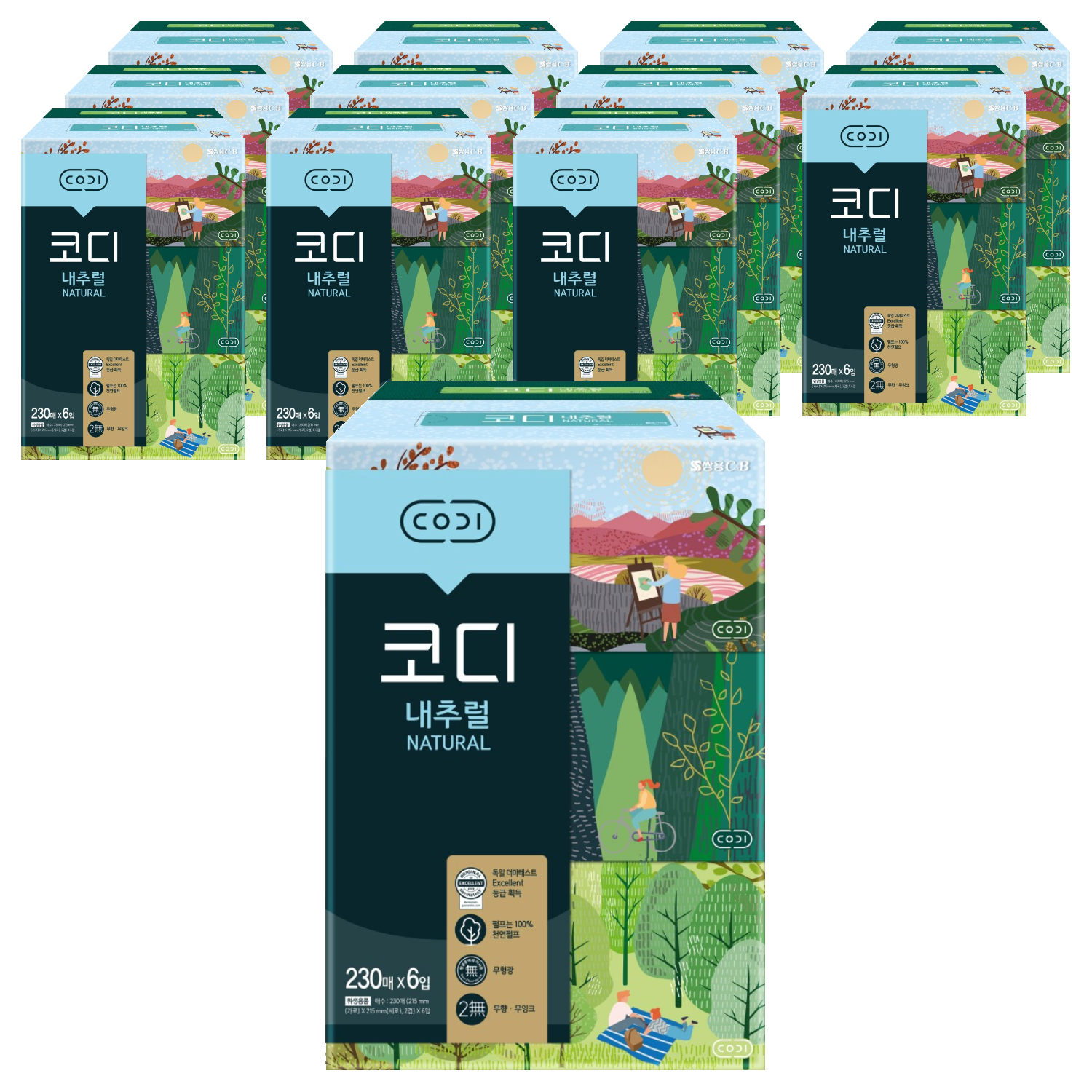 코디 내추럴 미용티슈 2겹 230매, 6개입, 12개 99,570원