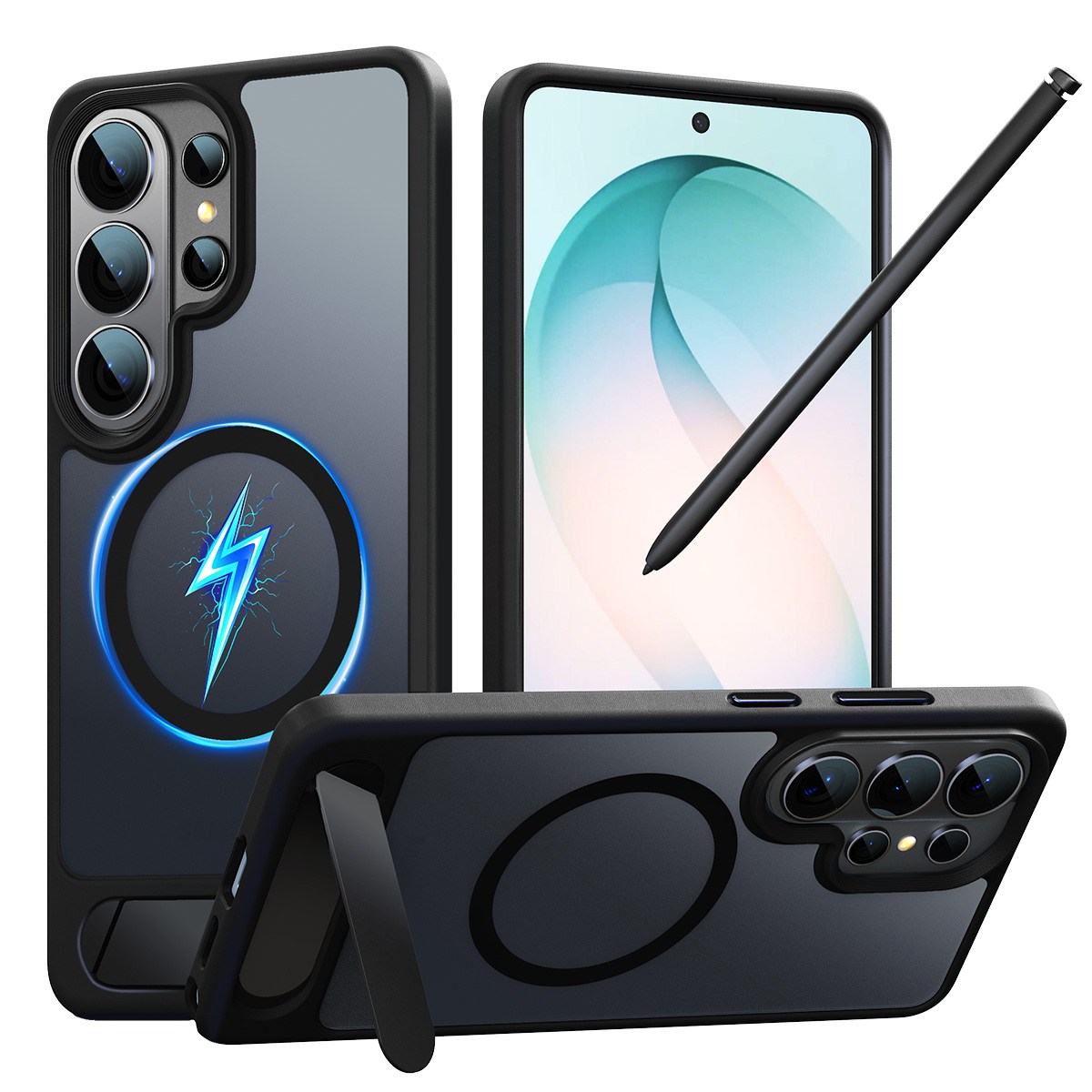 ESSENWOO 울트라 맥세이프 마그네틱 케이스 히든 거치대 매트 반투명 무선충전 슬림 보호 케이스 15,900원