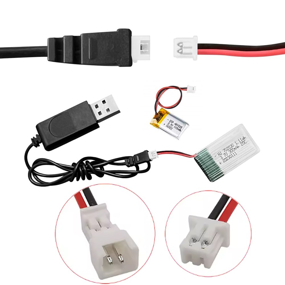 3.7v 리튬 배터리 USB 충전기 1.25 케이블 RC카 장난감 전동건 드론 7,000원