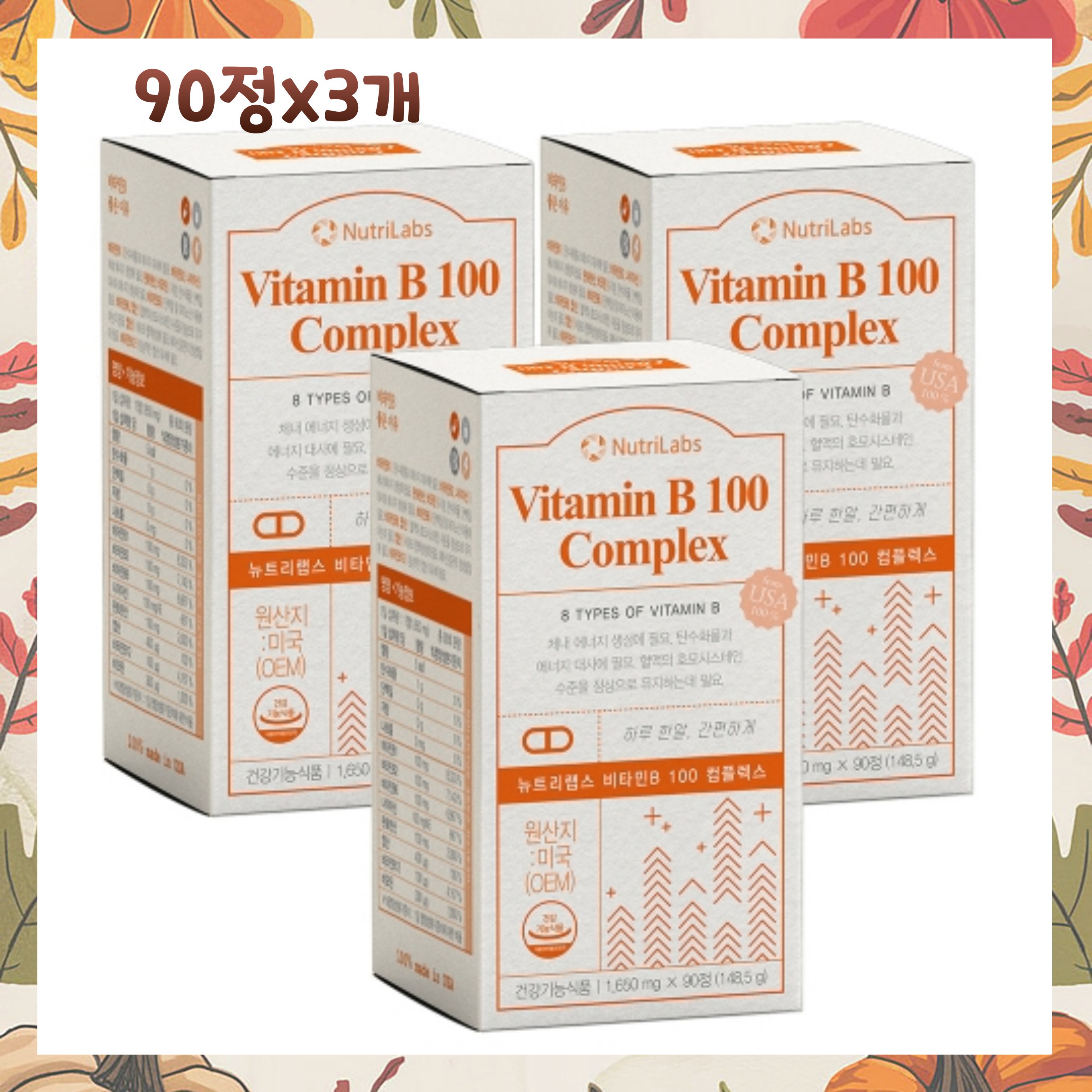 뉴트리랩스 비타민B 100 콤플렉스1,650mg 90정, 3개, 90정, 3개 78,000원