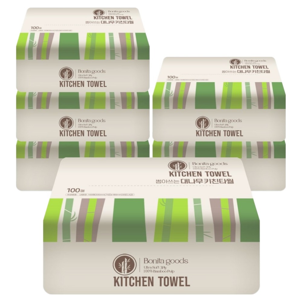 보니타굿즈 뽑아쓰는 대나무 키친타올 3겹, 100개입, 6개 8,400원