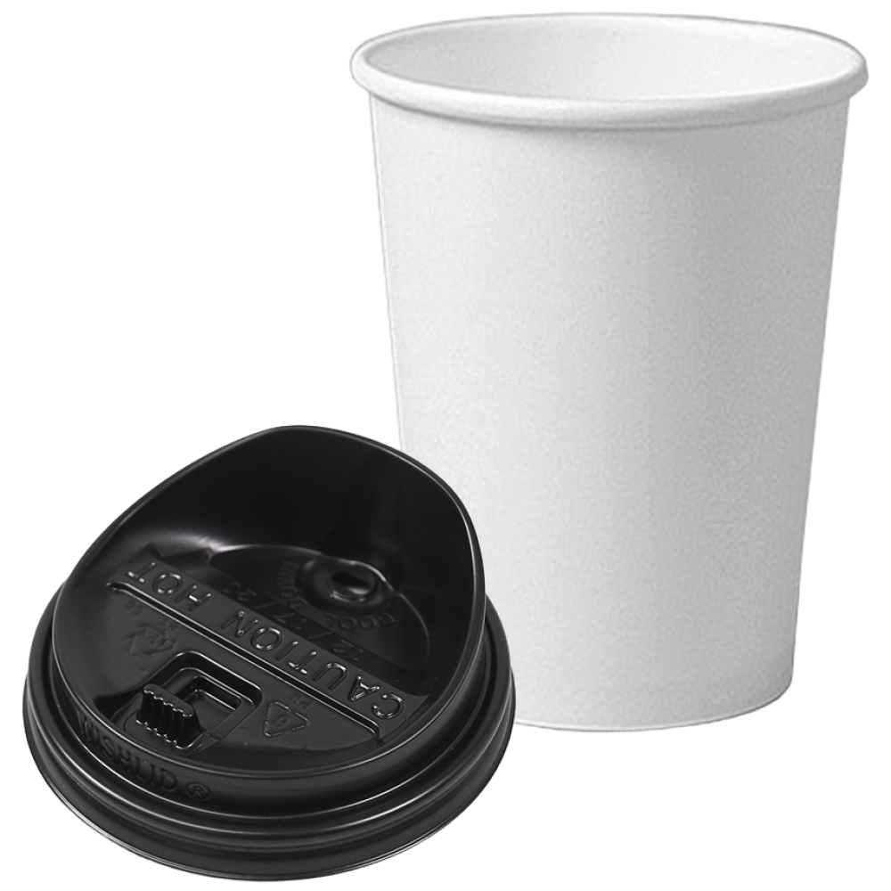 테이크아웃 종이컵 12온스 (360ml) 종이컵 + 롱개폐형 검정 리드 1박스(1000개) 뚜껑포함 70,900원