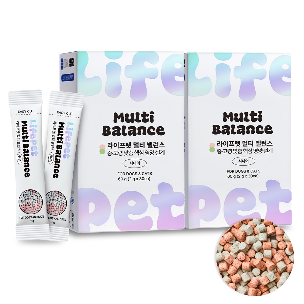 라이프펫 강아지 고양이 종합영양제 멀티밸런스 시니어 노견 노묘, 2개, 종합영양제, 30회분 50,900원