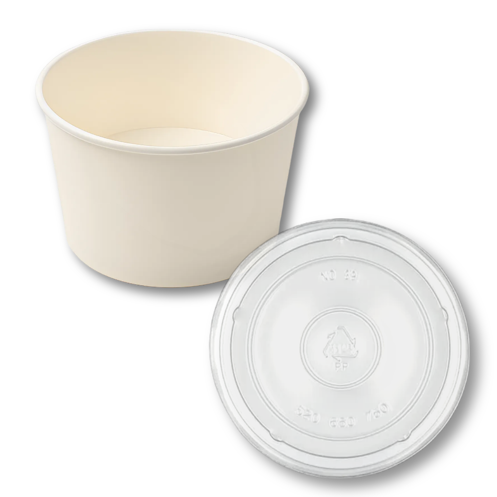 종이용기 750cc 무지 포장 원형 용기 반투명 뚜껑 세트 1000개입, 1세트, 1000개입 124,460원