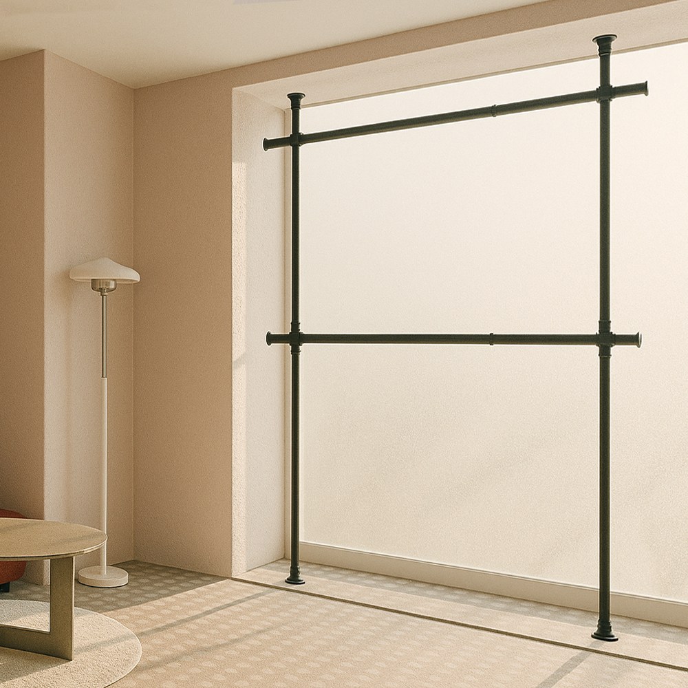 가화홈시스 무광블랙 38mm 굵은기둥 더 긴 가로봉 2단행거 BKHB2200 35,700원