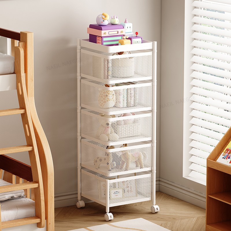 NAEILNAEGGE 이동식 트롤리 수납함 회전 철제 수납장, 5단, 화이트, 39,800원