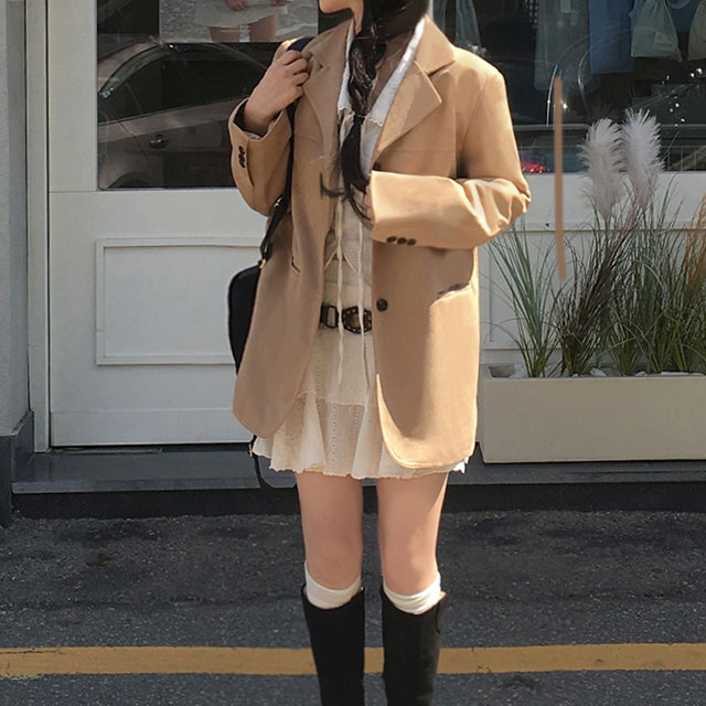 [당일출고/MD소장]모카무스 스웨이드 카라 긴팔자켓(정장출근 루즈오버핏 빅사이즈 봄옷 결혼식하객룩 빈티지 셔츠원피스 크롭레더가죽 블루종잠바 통통녀키작녀 수학 일본여행룩 블레이저) 59,900원