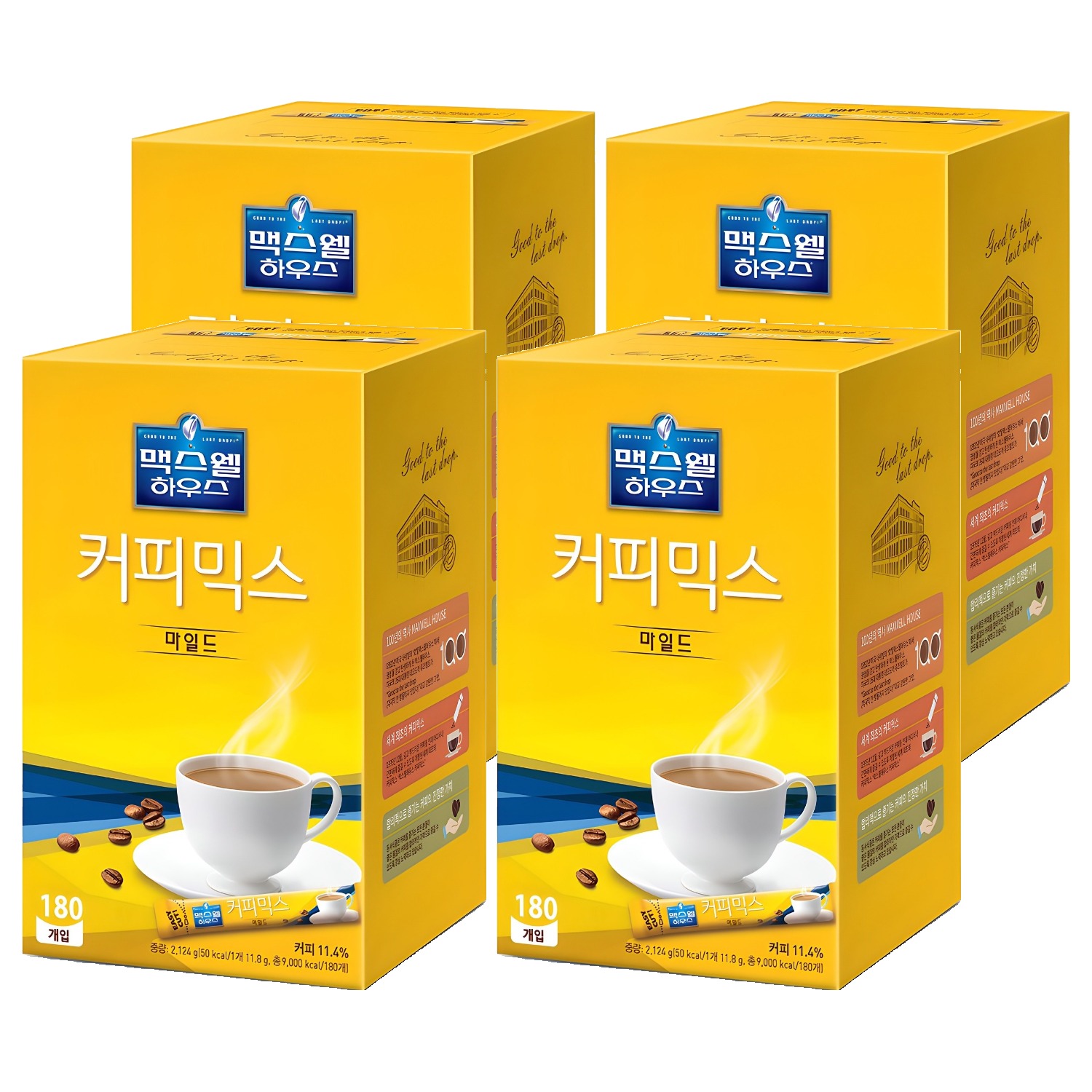 맥스웰하우스 마일드 커피믹스 스틱형, 11.8g, 180개입, 4박스 94,500원