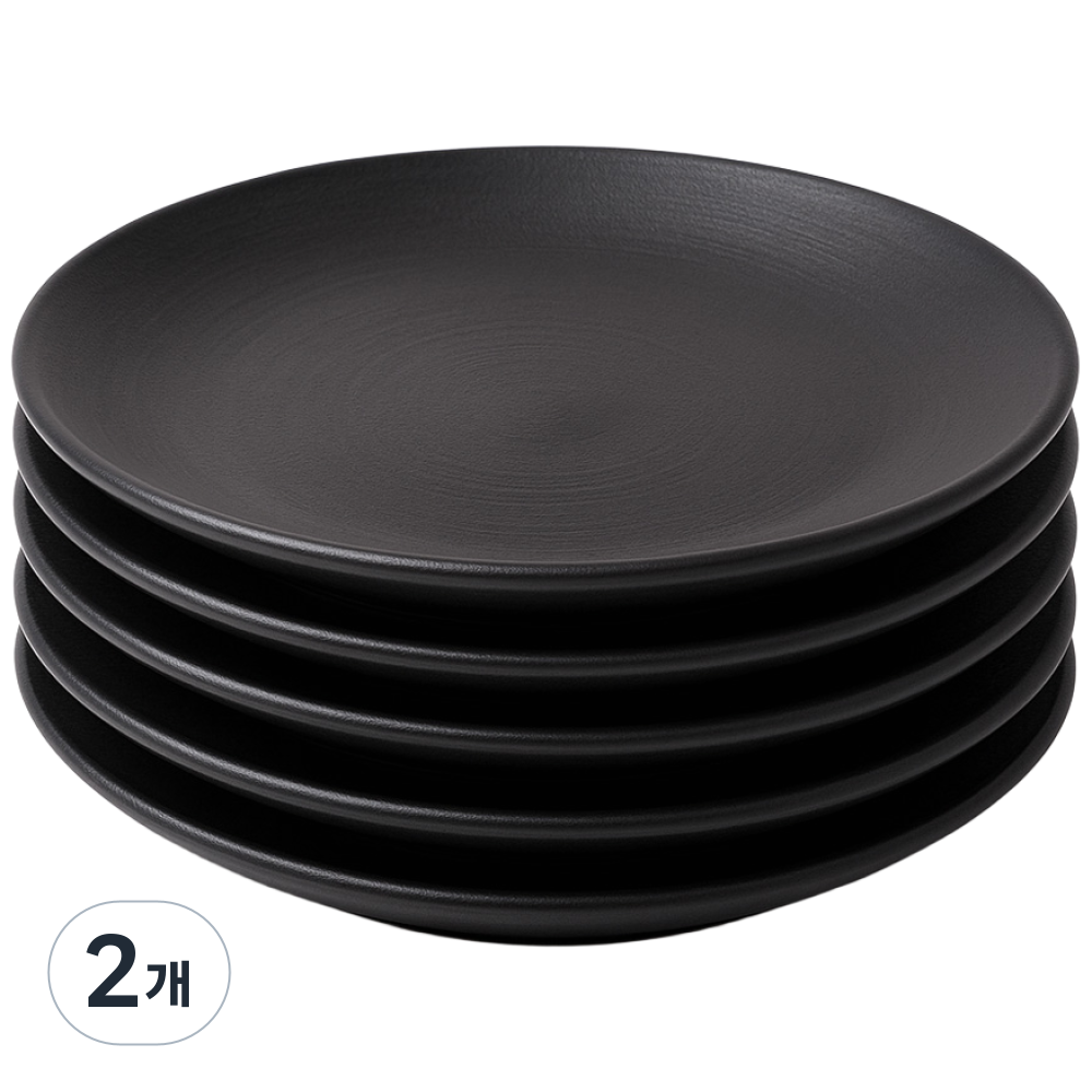 라이프초이스 블랙 멜라민 원형 접시, 메탈블랙, 5개입, 2개 73,000원