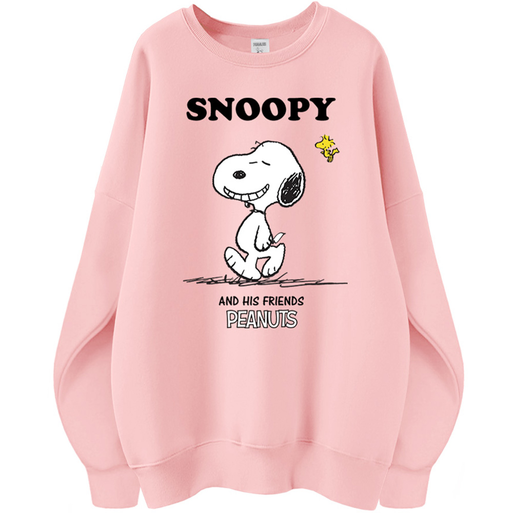 엠제이스타 기모면 피너츠 정품 여자 여성 커플룩 오버핏 스마닝 스누피 맨투맨 31,800원