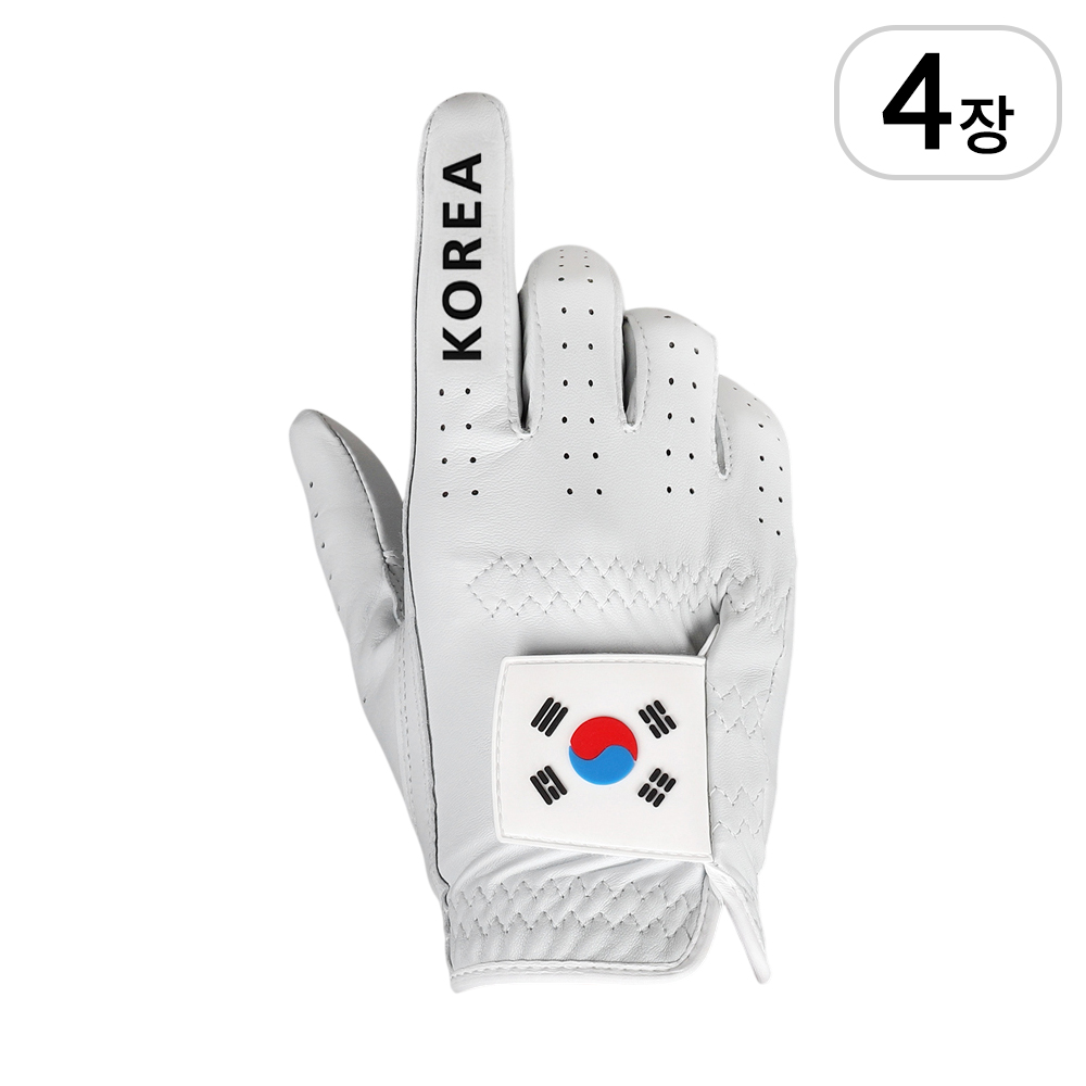 업셋 국가대표 태극기 올양피 골프장갑 오른손 4p, 4개, 화이트 28,400원