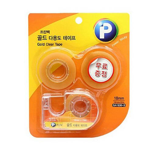 프린텍 골드 다용도 테이프 /18mm x 30m /양면디스펜서 + 리필 2개입 5,600원