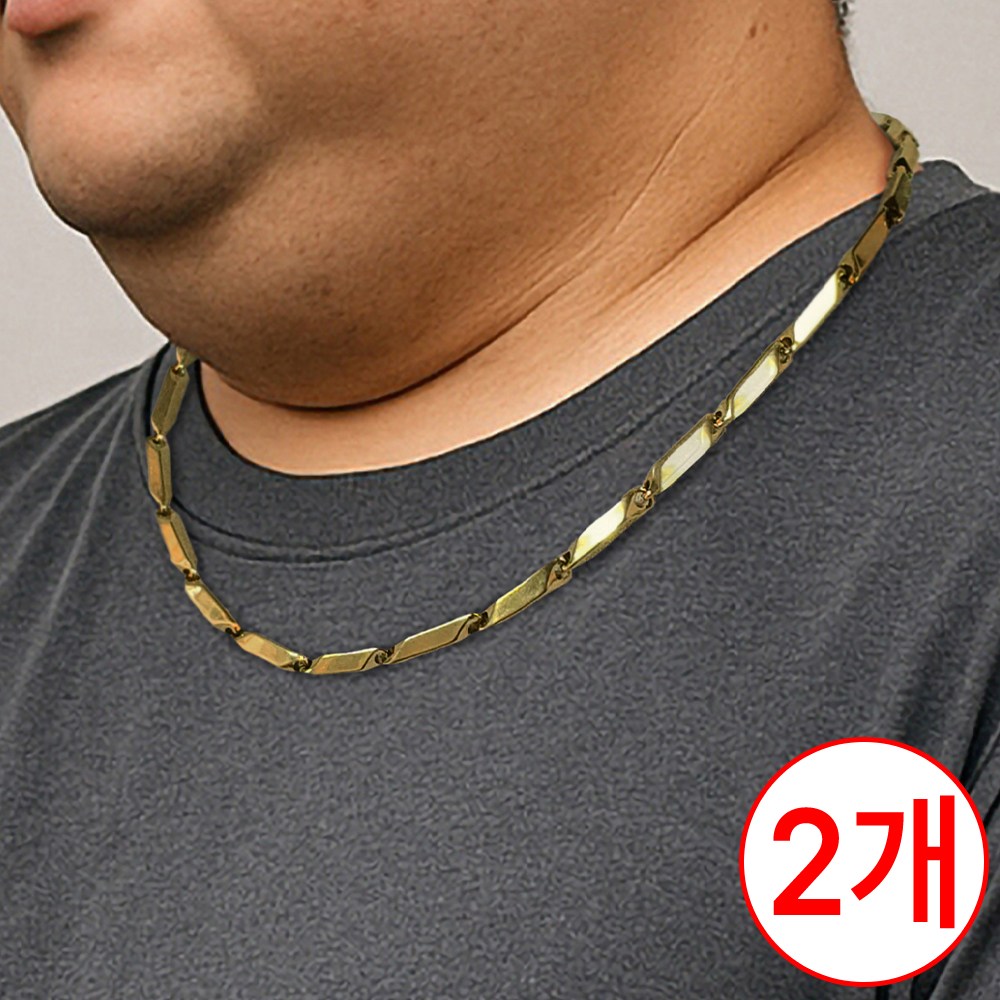 빅사이즈 60cm 목걸이 18k 도금 대나무육각 써지컬 체인 실제 금 싱크로율 남자 여자 공용 19,900원