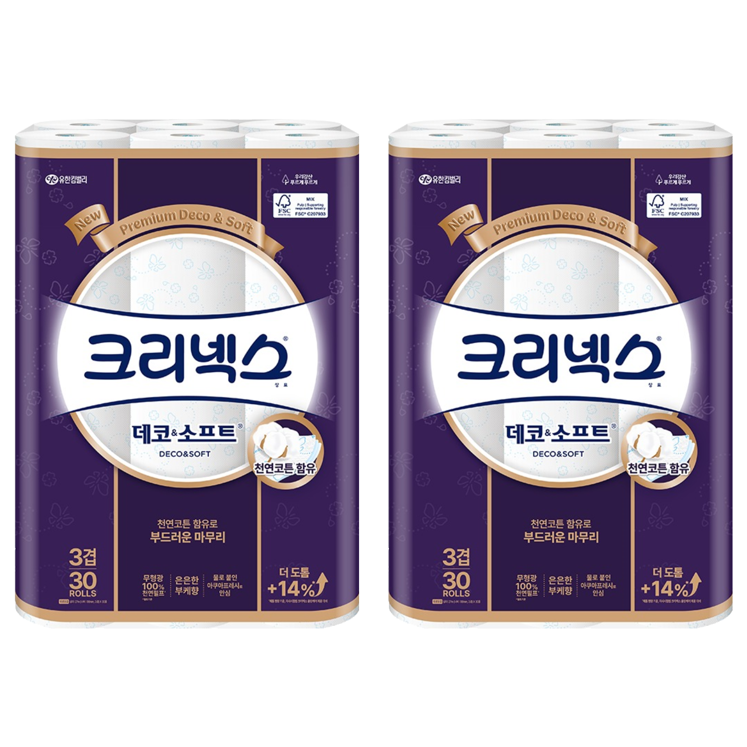 크리넥스 천연펄프 3겹 데코 앤 소프트 화장지 40,900원