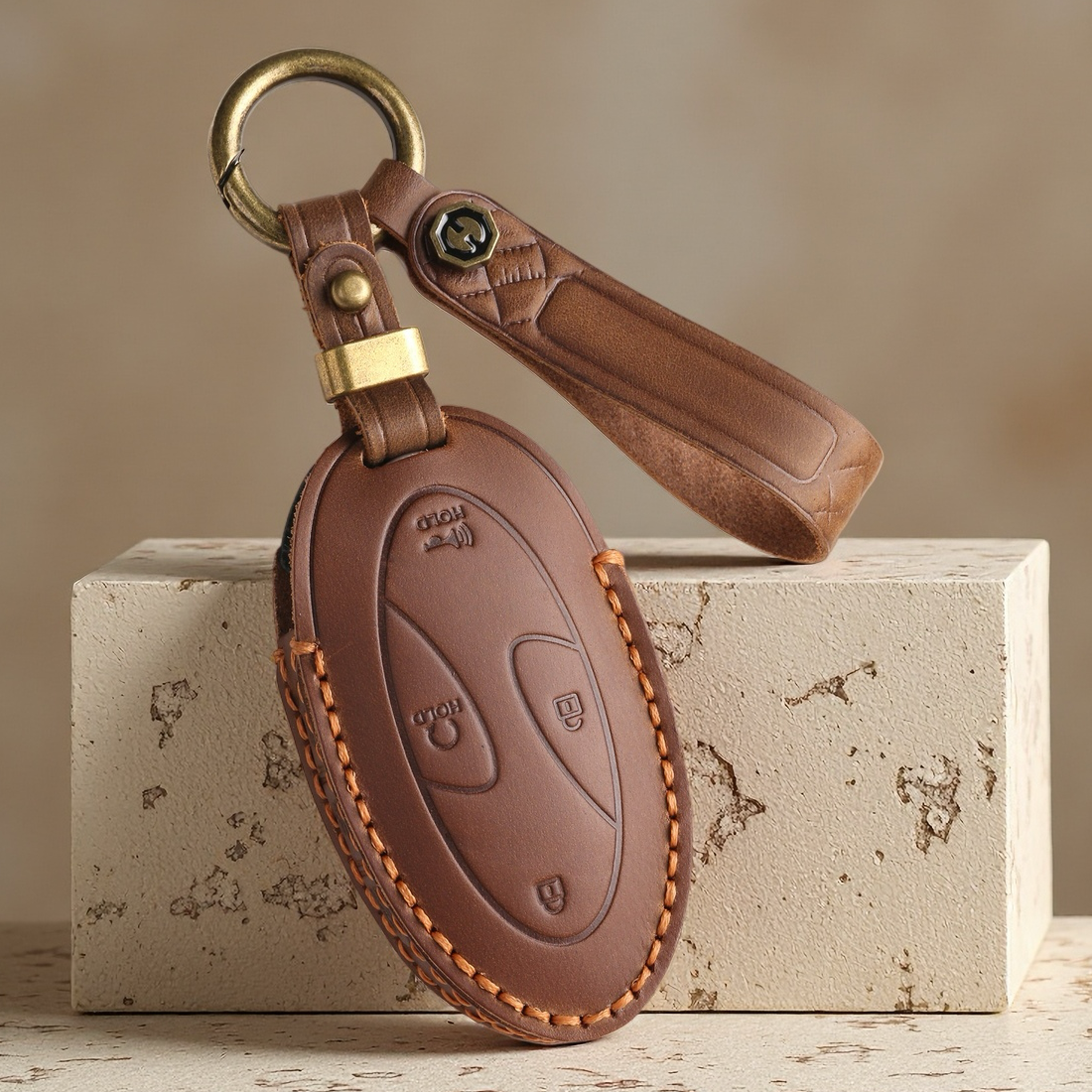 GASUNG 인기 현대호환 가죽 키케이스 키홀더+ Hyundai차량용 키커버, 레트로 브라운, 5버튼 22,500원