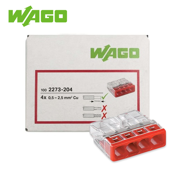 와고 커넥터 2273-204 푸쉬타입 4P 단자 단선용 (100개입) 23,700원