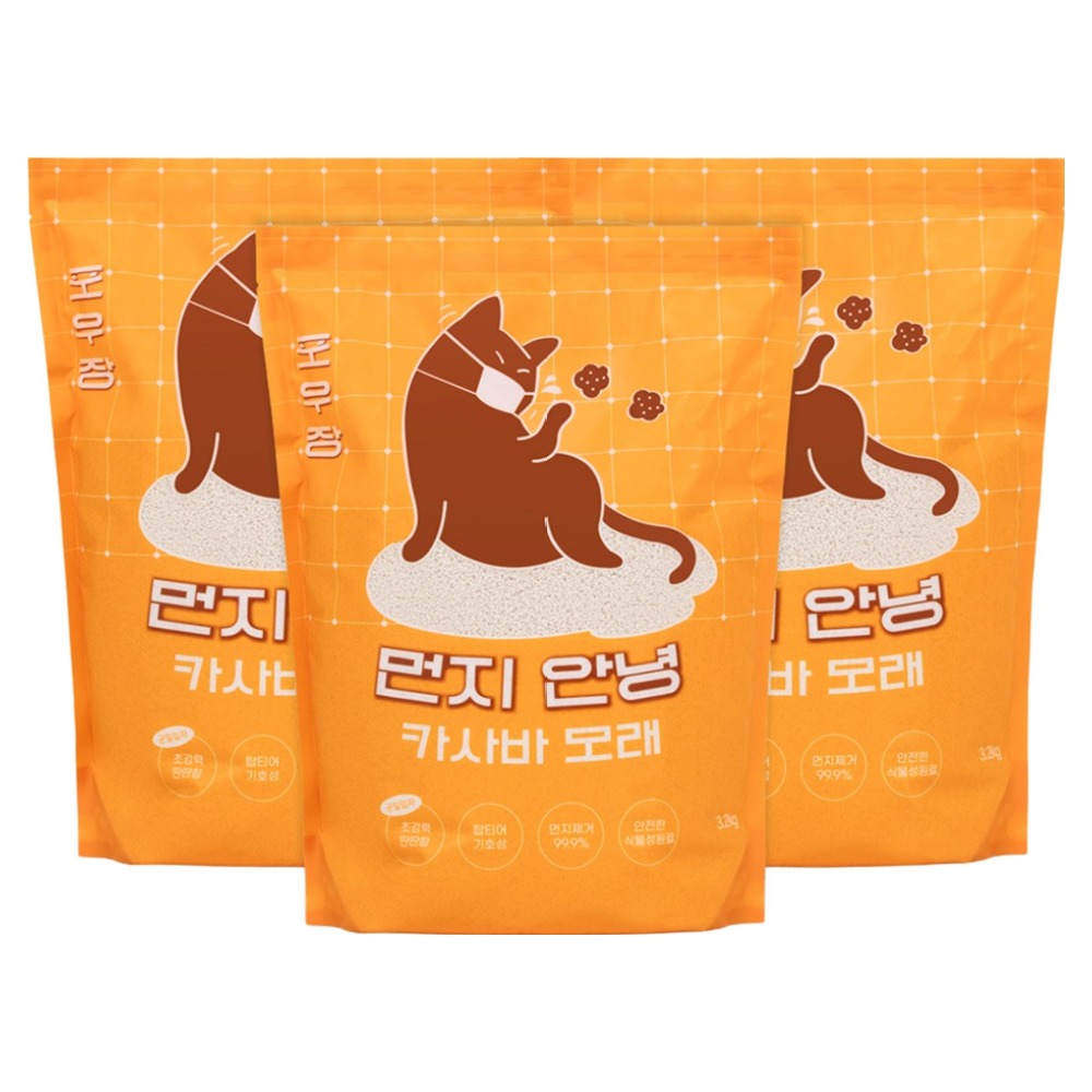 핏펫 포우장 먼지 안녕 카사바 고양이 모래, 3.2kg, 3개, 무향 32,720원