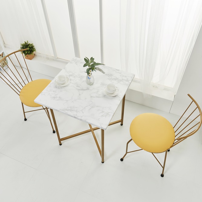 [국내제작] 인퍼니처 골드마블 2인 테이블세트 원형/사각 카페테이블 티테이블 600 인테리어의자 포함 148,000원