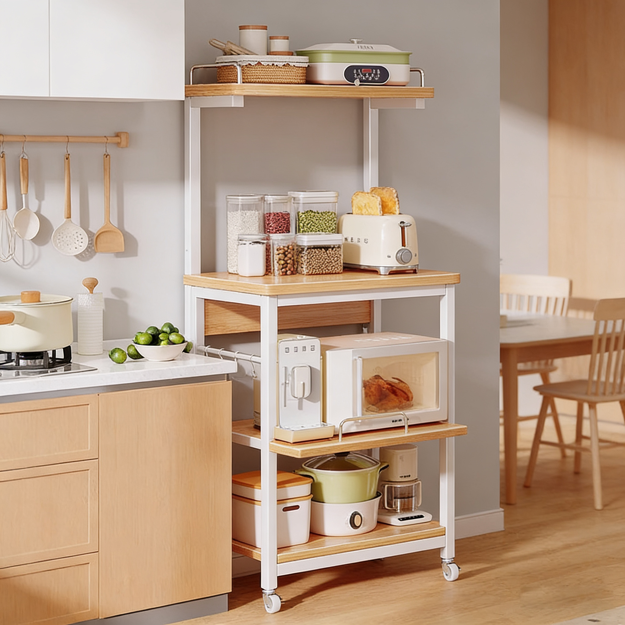 주방 다용도 렌지대 수납선반 조립식 전자레인지 오븐 에어프라이어 다층 정리 스탠드 대용량 주방수납장 58,840원