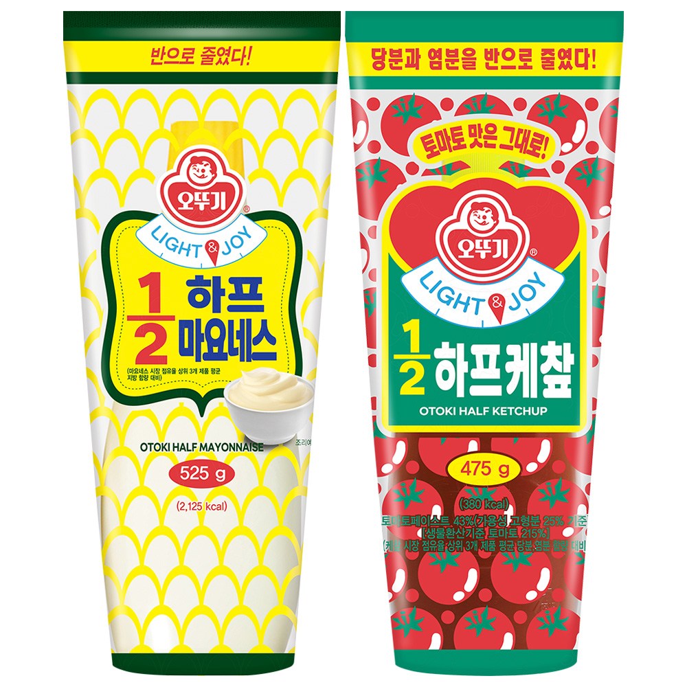 오뚜기 Light&Joy 12하프 마요네스 525g 2개+케찹 475g 2개, 1세트, 2kg 13,500원
