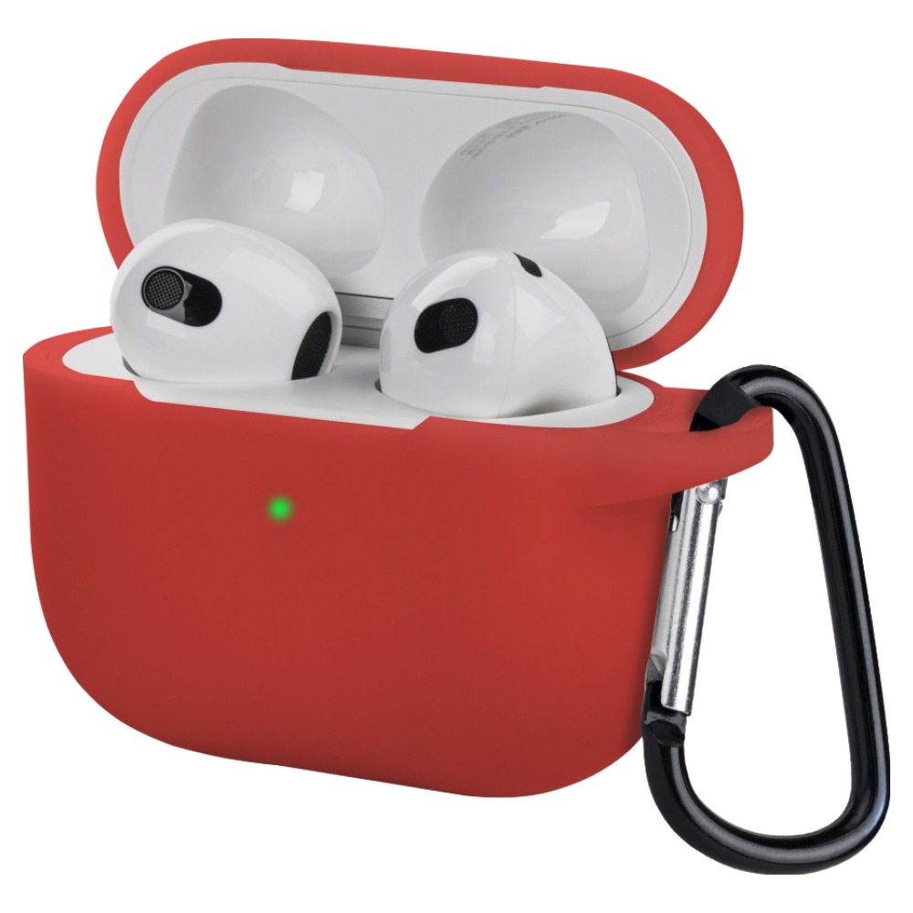 아이몰 에어팟 컬러 실리콘 일체형 케이스 + 카라비너 키링, 에어팟3, 레드, 1세트 4,250원